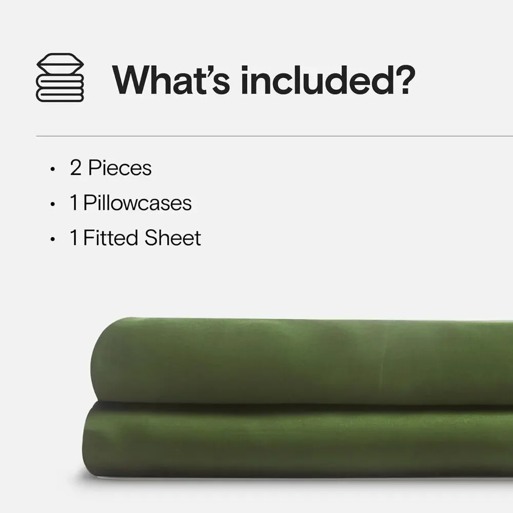NWT Sijo DOZ Bamboo Sheet Set 3 PC- 1 Pillowcases 2 Sheet Forest Green Twin